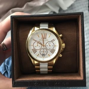 Michael kors gold and white watch
